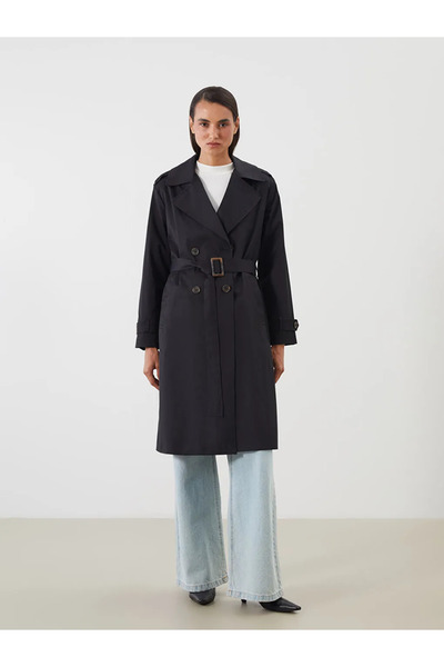 LC Waikiki LCWAIKIKI Classic Чорний Тренч з круазеним коміром для жінок