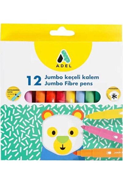 Adel Renkli Jumbo Keçeli Kalem 12'li