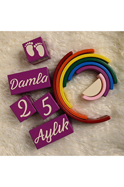 Zyt Tasarım Wooden Memory Cube Rainbow Set of Two Decor Photo Shoot