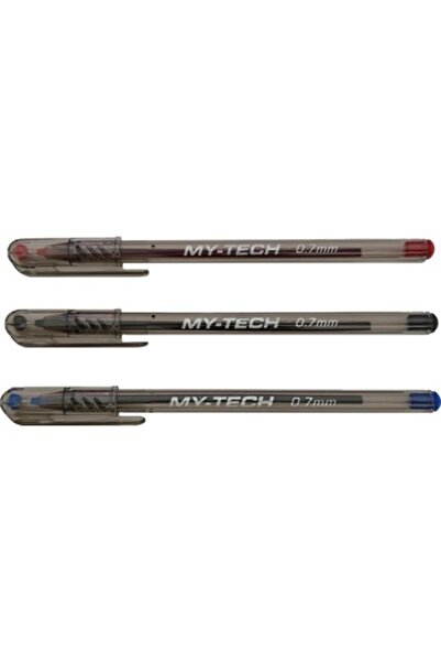 Pensan My-Tech 2240 Ballpoint Pen 0.7mm - Blue-Black-Red Total 3Pcs