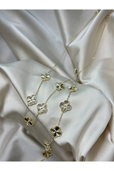 Roha Çelik Gold Clover Bileklik/Kolye Seti