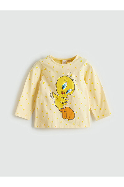 LC Waikiki New Season Crew Neck Tweety Printed Baby Girl Pajama Set