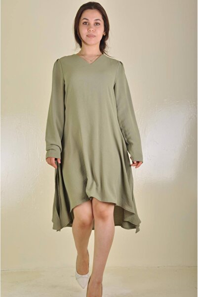 Genel Markalar Pervaz Yakalı Asimetrik Tunik/Elbise