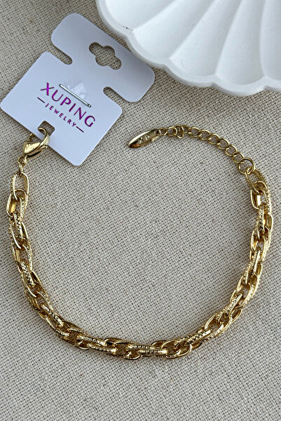 Modacaprea Xuping 14K Geçmeli Asimetrik Kadın Bileklik 19+3 cm Altın Renkli X...