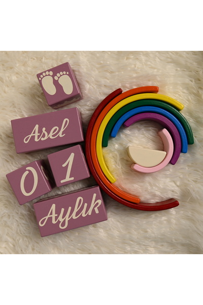 Zyt Tasarım Wooden Memory Cube Rainbow Set of Two Decor Photo Shoot