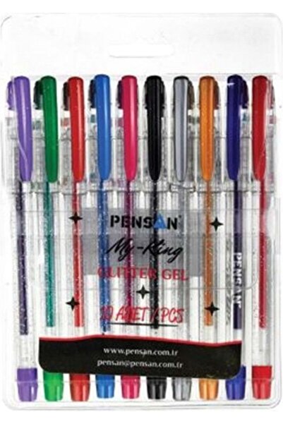 Pensan Simli Jel Kalem Fosforlu Kalem 10 Adet Glitter Gel Simli Kalem 10'lu P...
