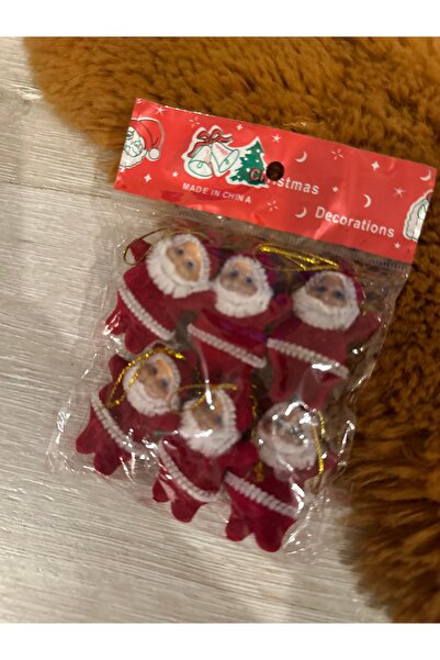 Marrone Santa Claus 6 Pieces 5 cm Christmas Ornaments