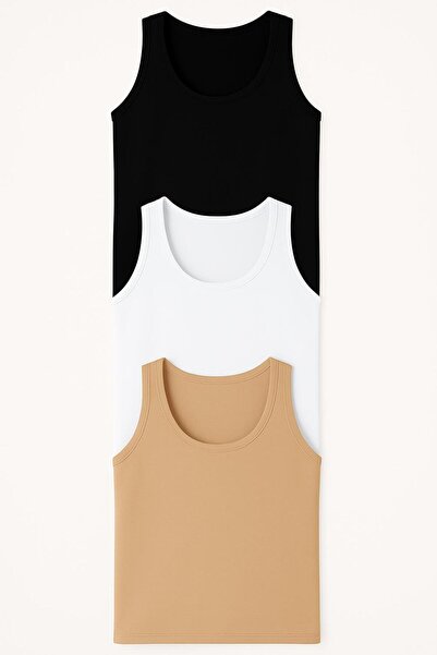 MAVİ QUMSAL Γυναικείο Βασικό Σετ Αθλητικών Εσωρούχων από Βαμβάκι 3 τεμαχίων Λ...