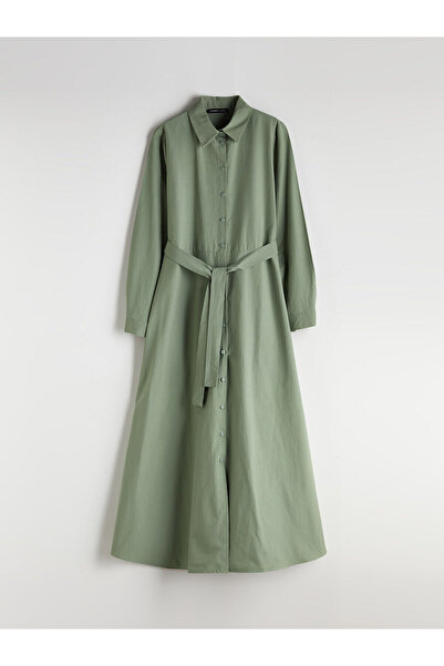 LC Waikiki Beli Kuşaklı Poplin Gömlek Elbise