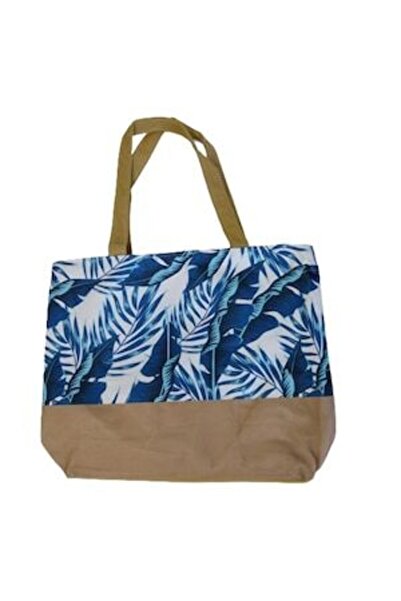 OEM Geanta dama de umar, pentru plaja, maro/albastru, 42 x 33 cm