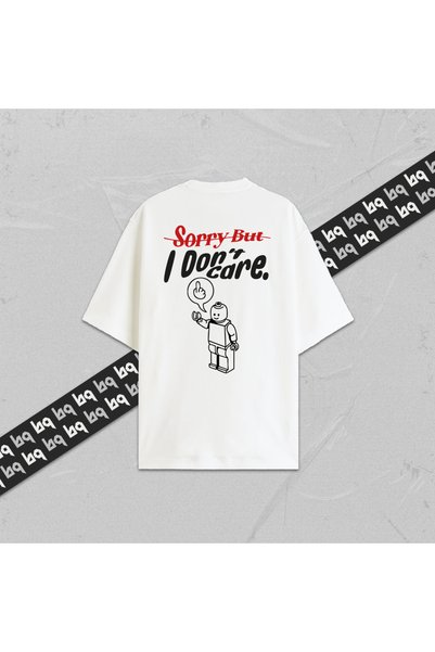 collection of bq I Don'T Care Unisex Printed Oversize T-Shirt 100% Cotton Women's Men's Crew Neck White