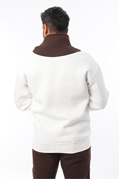 Rodrigo Φούτερ Unisex Half Oversize από βαμβακερό μαλακό φλις με φερμουάρ και στάμπα με όρθιο γιακά