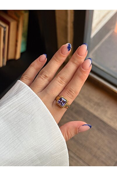 HOUSEKİ خاتم عتيق من الحجر الأرجواني المربع