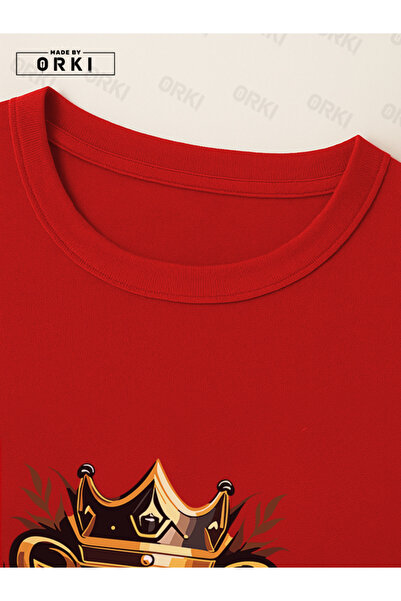 EFFRENATU King of the Street Printed Oversize Large Size Red T-Shirt & Black Pants Tracksuit Set