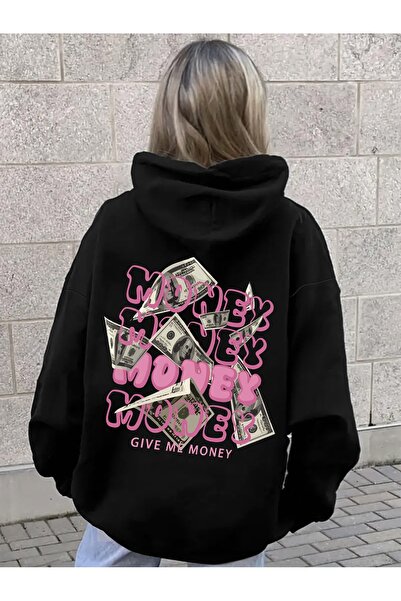 cc collection Hanorac supradimensionat cu glugă și imprimeu pentru femei - St...