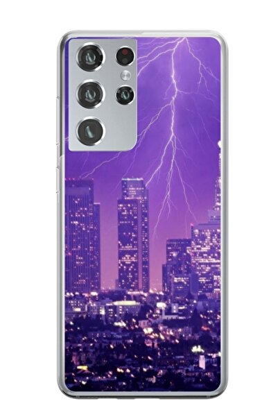 Atlas Προσαρμοσμένη θήκη τύπου Samsung Galaxy S21 Ultra, Purple Lightning, , ...