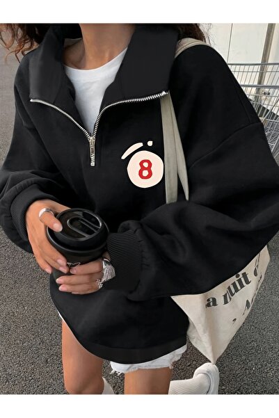 cc collection Hanorac cu guler înalt și jumătate de fermoar, imprimat, pentru...