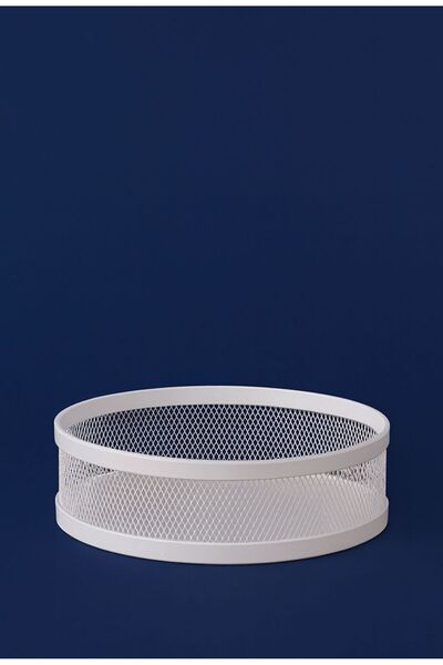 VENON Μεταλλικό καλάθι Elis 30 cm x 11 cm Μεταλλική θήκη για φρούτα Λευκή θήκη για κρεμμύδια Οργανωτής κουζίνας Τραπέζι κουζίνας