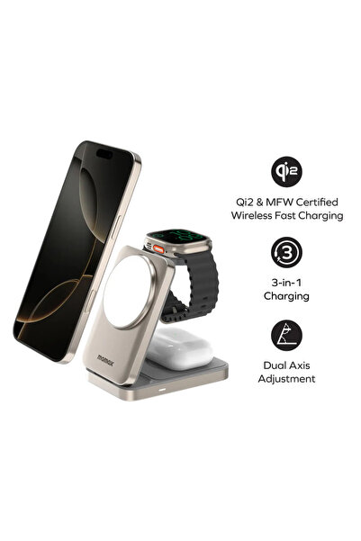 Momax 20W 1-World 2-Port USB-A and USB-C GaN Travel Charger Seyahat Piriz Dön...