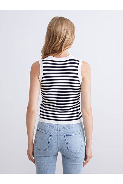 LC Waikiki Navy Blue Crew Neck Oversize Women's Knitwear Sweater