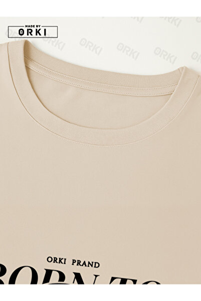 EFFRENATU Born to Succeed Printed Oversized Beige T-Shirt & Black Pants Tracksuit Set