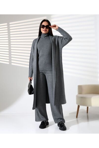 REDMİNA fashion Turtleneck Noble Triple Knitwear Set