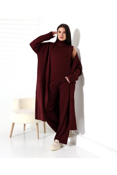 REDMİNA fashion Turtleneck Noble Triple Knitwear Set
