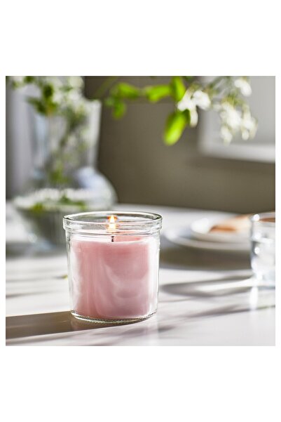 IKEA LUGNARE Scented candle in glass, Jasmine/pink, 40 hr