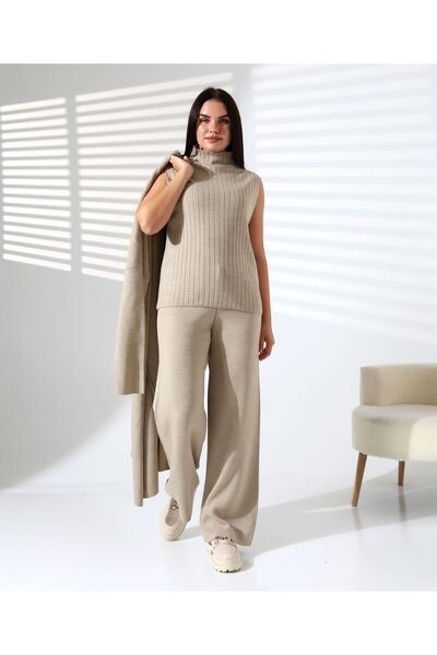 REDMİNA fashion Turtleneck Noble Triple Knitwear Set