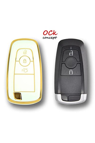 ock concept حافظة مفتاح السيارة الذكية باللون الأبيض لسيارة فورد مونديو 2017+...