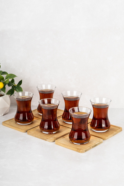 DNS HOME Set of 6 Modern Square Bamboo Coasters Tea Plate Coasters Cup Coasters
