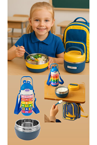CNSZ School Set - Steel Water Bottle - Thermal Lunch Box - Thermal Lunch Container 6-12 Hours Insulated