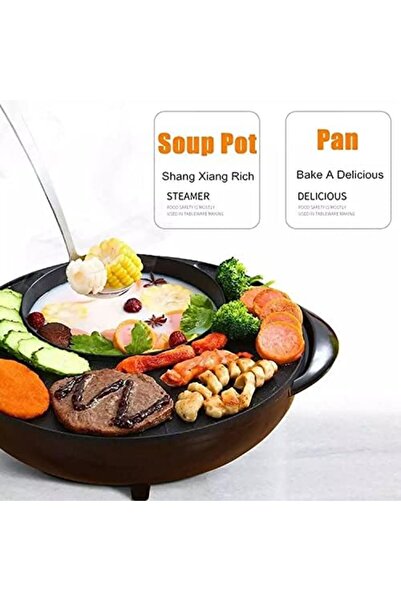 VUCATIN Electric BBQ Grill and Shabu Shabu Electrical Hot Pot, 2 in 1 Smokeless Grill Hotpot