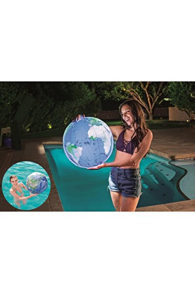 BESTWAY Şişme Işıklı Küre Top-Parlayan Dünya Su Topu-Parlayan Küre Deniz Topu...