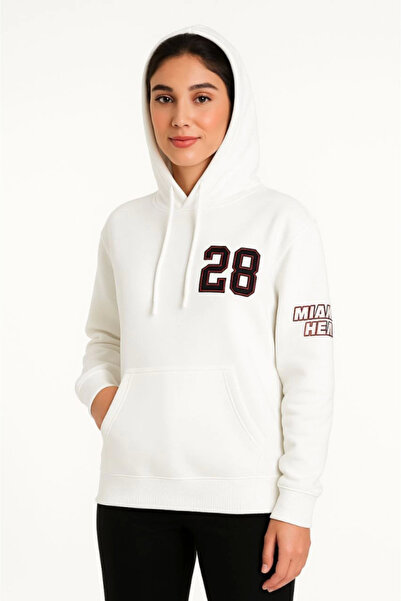 buğrahayalin Three thread hooded front and back printed sweatshirt hoodie - white