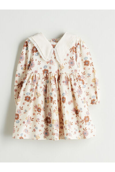 LC Waikiki Ecru Baby Collar Floral Girl's Dress
