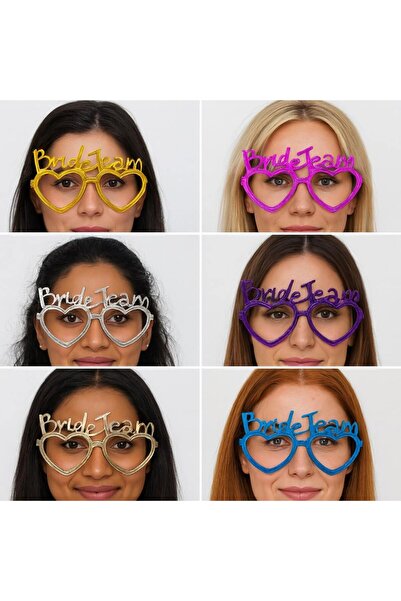 ForWhat مجموعة نظارات العروس على شكل قلب مكونة من 6 ألوان لزي الحفلات في المك...