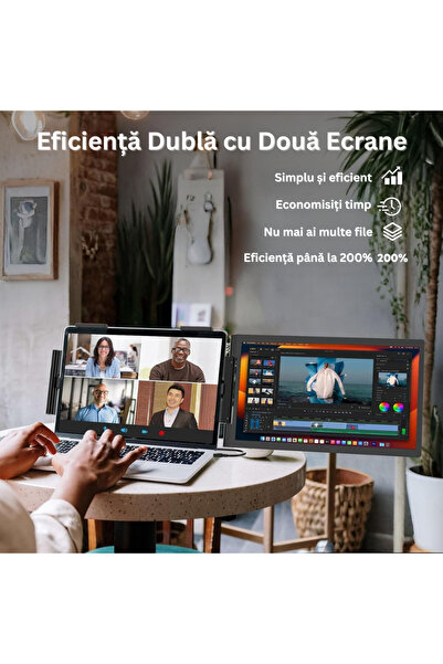 Velixo Dual Laptop Monitor 13.3-17", 14" IPS 1080P, USB-C, Plug & Play, Portable,Windows/MacOS,Bag Included