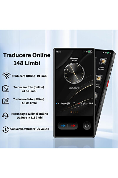 Velixo Smart Translator 4" Screen, 5MP, WiFi, BT, AI ChatGPT, Voice & Photo Translate, Flash, Case Included