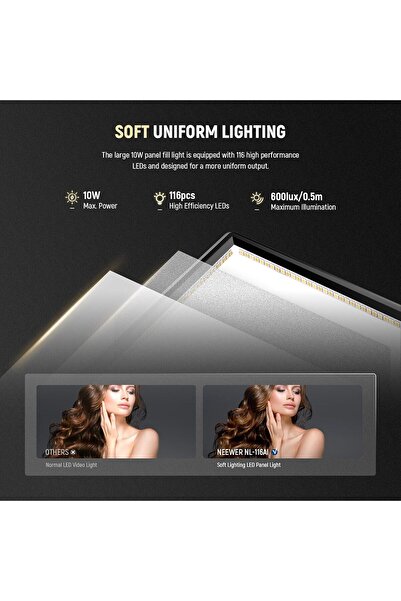 NEEWER 9" LED Video Light Panel, Dimmable DSLR Camera Soft Lighting, 4000mAh Rechargeable Battery