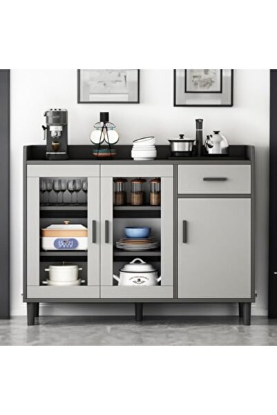 AGD Side Kitchen Storage Cabinet, Modern Coffee Corner for Dining Room, Living Room, and Office, Gray, G