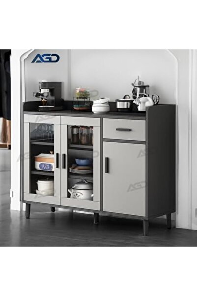 AGD Side Kitchen Storage Cabinet, Modern Coffee Corner for Dining Room, Living Room, and Office, Gray, G