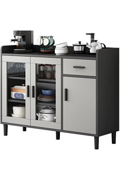 AGD Side Kitchen Storage Cabinet, Modern Coffee Corner for Dining Room, Living Room, and Office, Gray, G