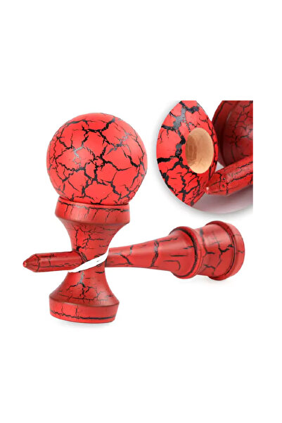 Sultan Wooden Kendama 18 cm - classic model with cracked design, non-slip surface - RED