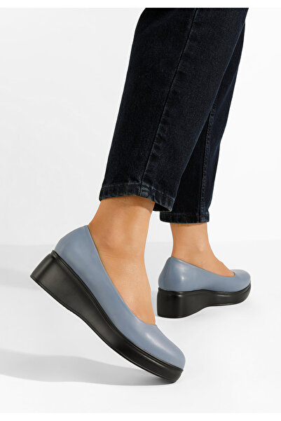 B T Shoes Tmavě modré dámské polobotky na platformě Milanca