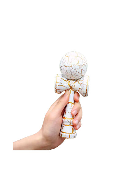 Sultan Wooden Kendama 18 cm - classic model with cracked design, non-slip surface--WHITE