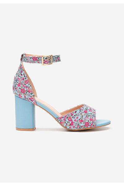 B T Shoes Modré sandály na podpatku Moreira