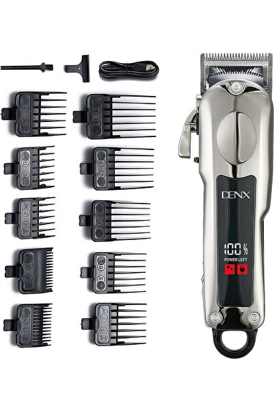 Denx Men's Hair Clipper with LED Screen, Rechargeable via USB Port, Stainless Steel Blade, Adjustable 5 S