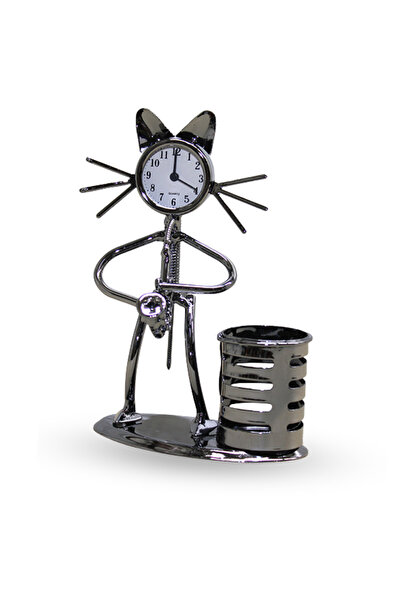 ForWhat Büro Ev Ofis Hediyesi için 17X12CM Metal Kalemlikli Saksofonlu Kedi M...