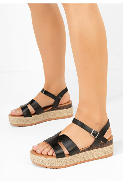 B T Shoes Černé sandály espadrilky Rumia